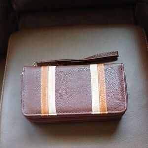 Brown Wallet with Stripes